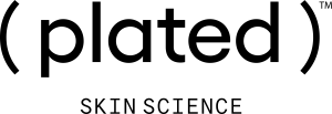 Plated™ Skin Science logo in black text on a white background, featuring the brand’s signature curved parentheses design.